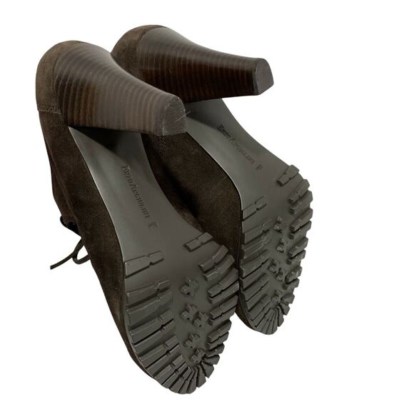 Enzo Angiolini brown suede lace up high heels Ghillies tire tread soles US 8.5M - Picture 10 of 10